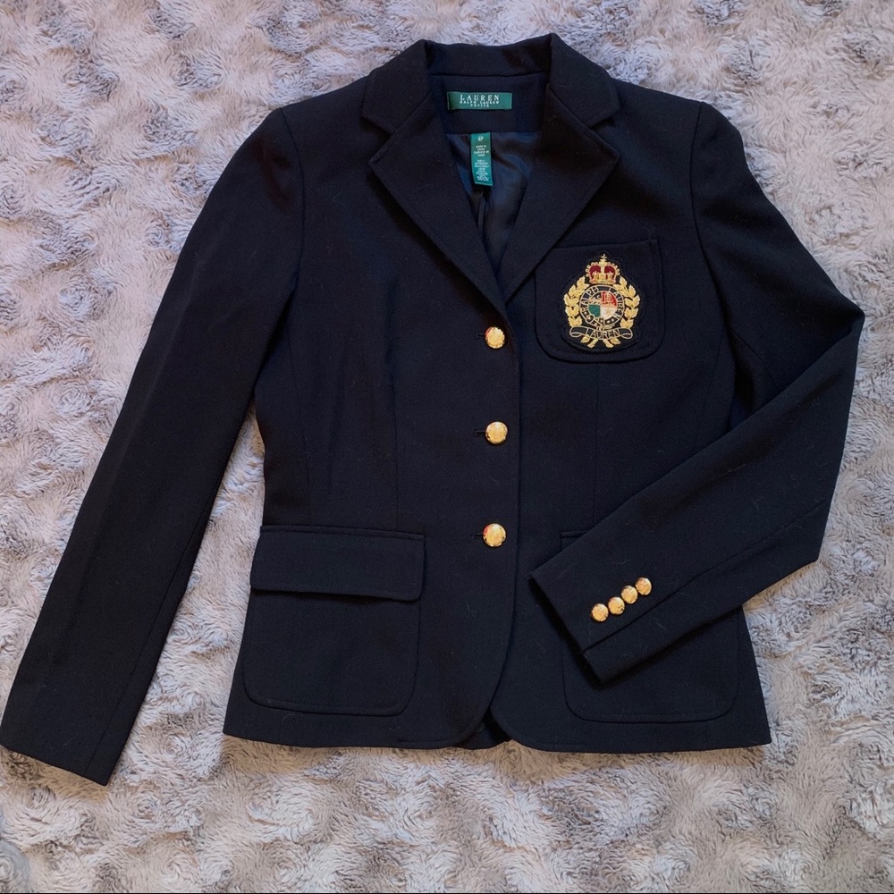 Ralph Lauren Navy Crest Blazer Size 4P